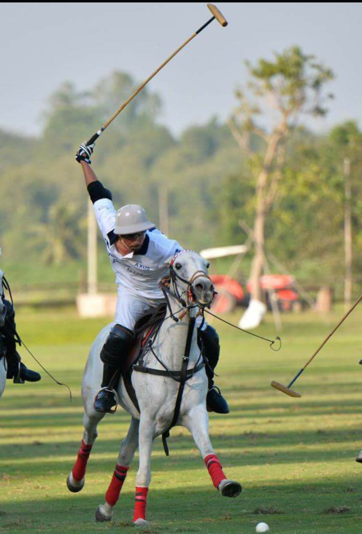 Polo player on horseback